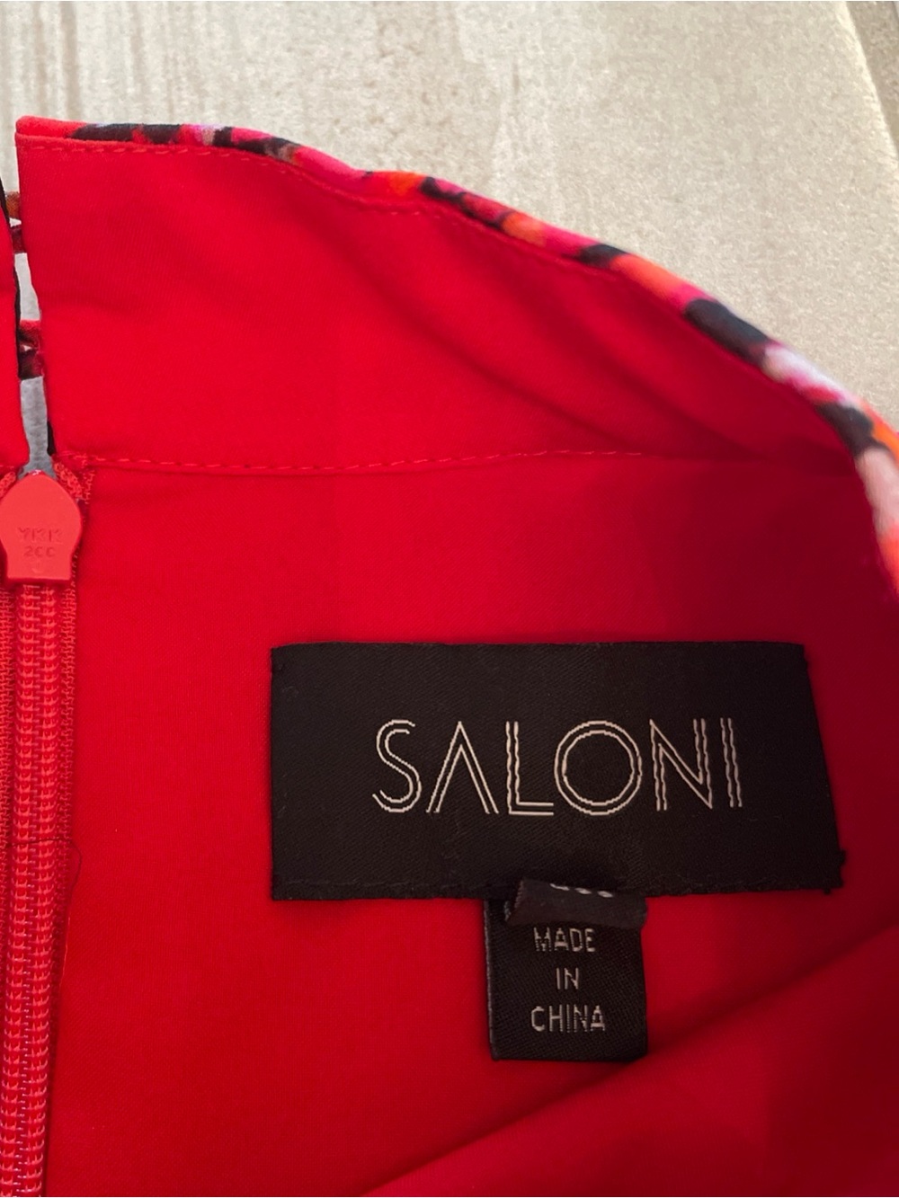 SALONI Red Printed Isa Ruffle Silk Midi Dress US 8/UK 12 MSRP $695 - Picture 6 of 16